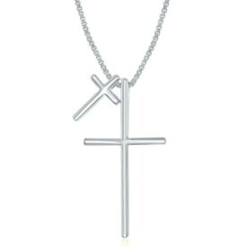 Classic Sterling Silver Double Cross Design Necklace ユニセックス
