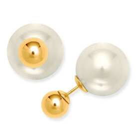Classic Sterling Silver Gold Bead with Pearl Back Earrings ユニセックス