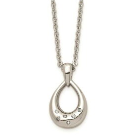 Chisel Stainless Steel CZ Teardrop Polished Necklace ユニセックス