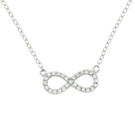 Classic Sterling Silver CZ Reversible Infinity Necklace ユニセックス