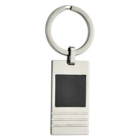 Chisel Stainless Steel Brushed Black Carbon Fiber Inlay Key Ring メンズ