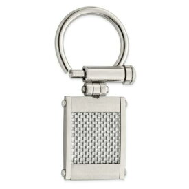 Chisel Stainless Steel Brushed and Polished Grey Carbon Fiber Inlay Key Ring メンズ