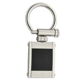 Chisel Stainless Steel Brushed and Polished Black Carbon Fiber Inlay Key Ring メンズ