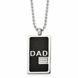 Chisel Stainless Steel Black-plated & CZ Dad Dog Tag Necklace ユニセックス