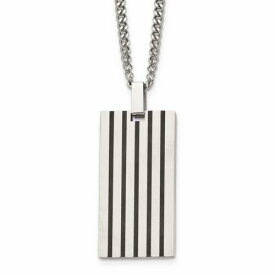 Chisel Stainless Steel Brushed Black Rubber Dog Tag Necklace ユニセックス