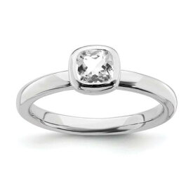 Sterling Silver Stackable Expressions Cushion Cut White Topaz Ring ユニセックス