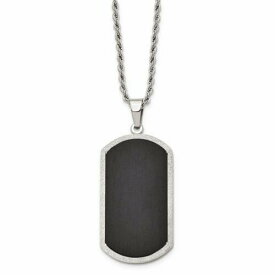 Chisel Stainless Steel Black-plated Laser Cut Dog Tag Necklace ユニセックス