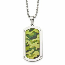 Chisel Stainless Steel Polished Camouflage Dog Tag Necklace ユニセックス