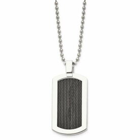 Chisel Stainless Steel Black Plated Cable Dog Tag 24in Necklace ユニセックス