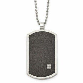 Chisel Stainless Steel Brushed LaserCut Black IP-Plated CZ Dogtag Necklace ユニセックス