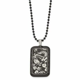 Chisel Stainless Steel Black IP-plated with Dragon Dog Tag Necklace ユニセックス