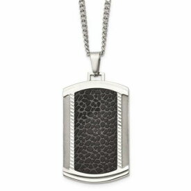 Chisel Stainless Steel Brushed and Polished Black IP-plated Dogtag Necklace ユニセックス