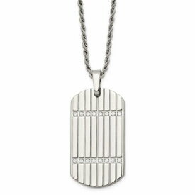 2023/12/28 Stainless Steel CZ Dog Tag Pendant Necklace ユニセックス