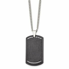 Chisel Stainless Steel Brushed LaserCut Black IP Plated CZ Dogtag Necklace ユニセックス