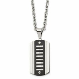 Chisel Stainless Steel Brushed & Polished Black Ip-plated Dog Tag Necklace ユニセックス