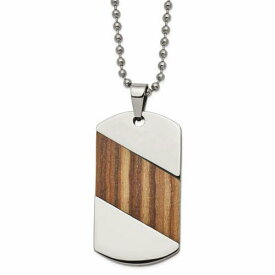 Chisel Titanium Polished with Wood Inlay Dog Tag 22in Necklace ユニセックス