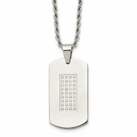 Chisel Stainless Steel Polished & CZs Dog Tag Necklace ユニセックス