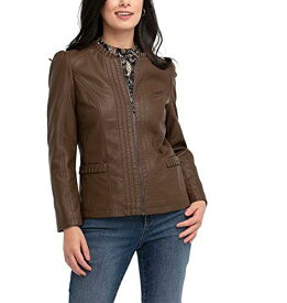 JOUJOU Womens Vegan Leather Jacket with Faux Fur Lining & Removable Hoodie レディース