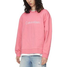 カルバンクライン Calvin Klein Mens Relaxed Fit Standard Logo Terry Crewneck Sweatshirt Pink メンズ