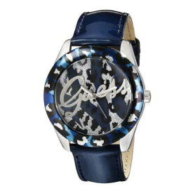 GUESS ゲス Guess Women's Blue Leopard Dial Patent Leather Band 39mm Watch レディース