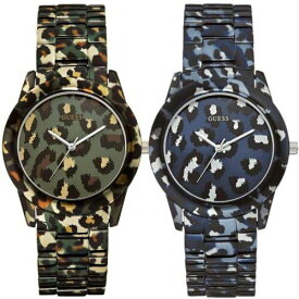 GUESS ゲス Guess Women's Stainless Steel Ion Plated Animal Leopard Print 38mm Watch レディース