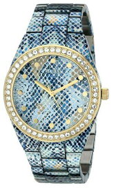 GUESS ゲス Guess Women's Blue Python Print and Gold Tone Sport 40mm Watch With Crystals レディース