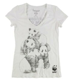 Forever 21 Womens Panda Sketch Graphic T-Shirt White Small レディース