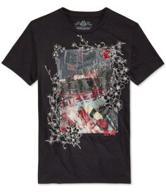 American Rag Mens Japanese Print Graphic T-Shirt Black Medium メンズ
