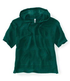 Aeropostale Womens Stripe Kint Popover Hooded Sweater Green Small レディース