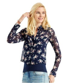 Aeropostale Womens Sheer Floral Button Down Blouse レディース