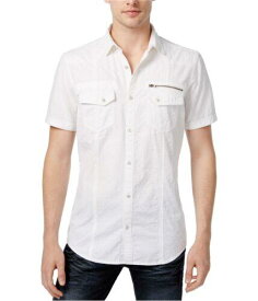 I-N-C Mens Dobby Button Up Shirt White Large メンズ