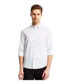 ケネスコール Kenneth Cole Mens Ombre Stripe Button Up Shirt White Small メンズ