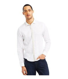 ケネスコール Kenneth Cole Mens Linen Blend Button Up Shirt White Small メンズ