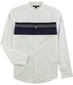 I-N-C Mens Band Collar Button Up Shirt White XXX-Large メンズ