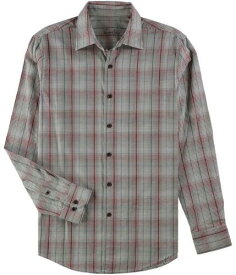 Tasso Elba Mens Triantino Plaid Button Up Shirt Red Small メンズ
