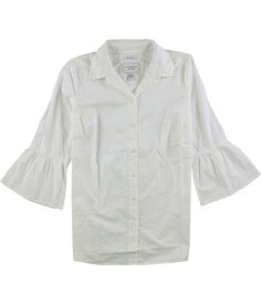 Charter Club Womens Embroidered Button Up Shirt White 4 レディース
