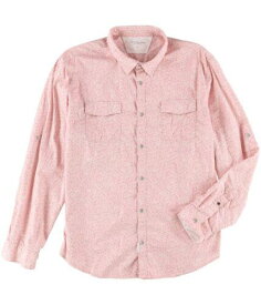 カルバンクライン Calvin Klein Mens Patterned Button Up Shirt Pink X-Large メンズ