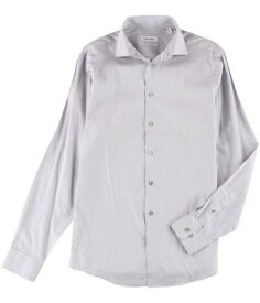 カルバンクライン Calvin Klein Mens Striped Button Up Dress Shirt Grey 15 Neck 34-35 Sleeve メンズ