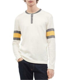 カルバンクライン Calvin Klein Mens Engineered Stripe Henley Shirt Beige XX-Large メンズ