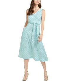 カルバンクライン Calvin Klein Womens Dot-Print Fit & Flare Dress Blue 14 レディース