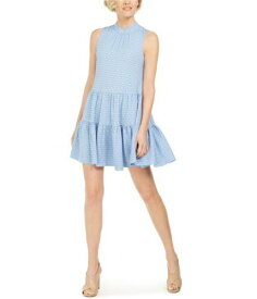 カルバンクライン Calvin Klein Womens Textured Chambray Tie-Neck Baby Doll Dress Blue 16 レディース