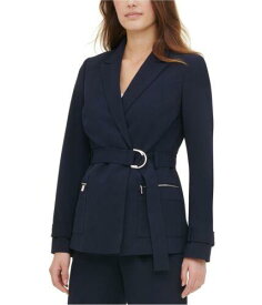 カルバンクライン Calvin Klein Womens Belted One Button Blazer Jacket Blue X-Small レディース
