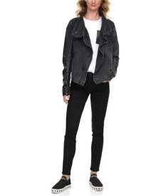 ディーケーエヌワイ DKNY Womens Jean Denim & Faux-Leather Jacket Grey Small レディース