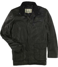 バブアー Barbour Mens Thomas Leather Jacket Green Small (Regular) メンズ