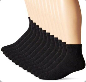 Hanes Men's FreshIQTM Cushioned Black Ankle Socks 186V12 (Size 6-12) メンズ