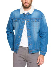 Unbranded Men's Sherpa Lined Cotton Denim Jean Button Up Trucker Jacket (Dark Blue Small) メンズ