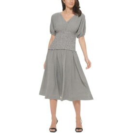 カルバンクライン Calvin Klein Womens Surplice Puff Sleeves Summer Midi Dress レディース