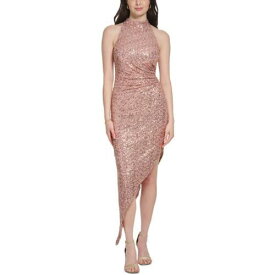 ヴィンス Vince Camuto Womens Pink Mesh Sequined Halter Evening Dress Gown 12 レディース