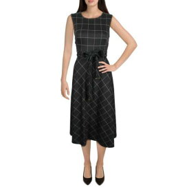 カルバンクライン Calvin Klein Womens Black-Ivory Knit Window Pane Wear to Work Dress 12 レディース