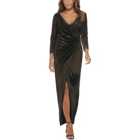 カルバンクライン Calvin Klein Womens Black Metallic Maxi Evening Dress Gown 8 レディース
